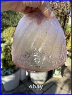 Beehive Pale Pink Cranberry Needle Etched Embossed Oil Lamp Shade