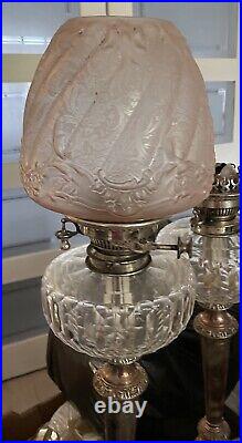 Beehive Pale Pink Cranberry Needle Etched Embossed Oil Lamp Shade