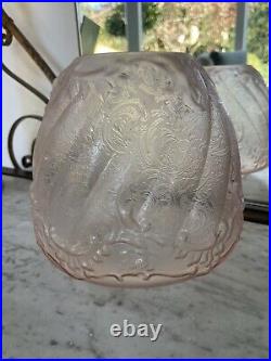 Beehive Pale Pink Cranberry Needle Etched Embossed Oil Lamp Shade