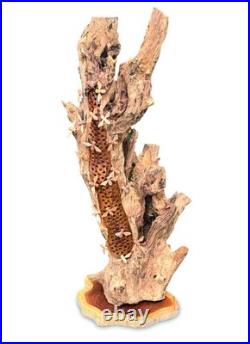 Beehive Sculpture 100cm with 20 Bees, Teak Root Ornament