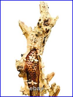 Beehive Sculpture 100cm with 20 Bees, Teak Root Ornament