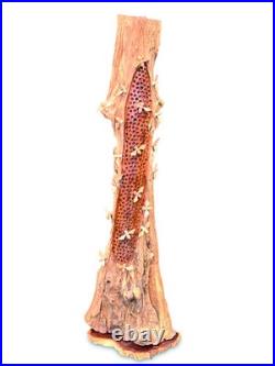 Beehive Sculpture 100cm with 20 Bees, Teak Root Ornament