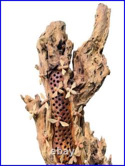 Beehive Sculpture 100cm with 20 Bees, Teak Root Ornament