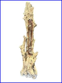 Beehive Sculpture 100cm with 20 Bees, Teak Root Ornament