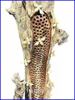 Beehive Sculpture 100cm with 20 Bees, Teak Root Ornament