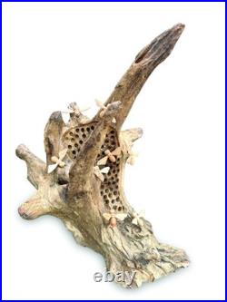 Beehive Sculpture 60cm with 8 Bees, Teak Root Ornament