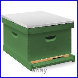 Beehive Starter Set, Painted and Assembled Hive Body Kit with 10 Frames, Green
