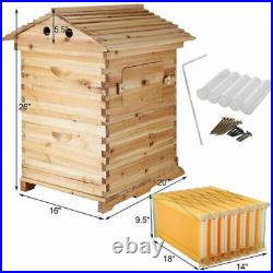 Beekeeping Wooden House Beehive Box + 7PCS Auto Upgraded Flow Frame Food-Grade