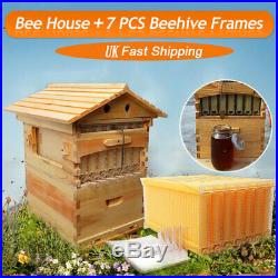 Beekeeping Wooden House Box+7Automatic Harvest Honey Beehive Frames Set