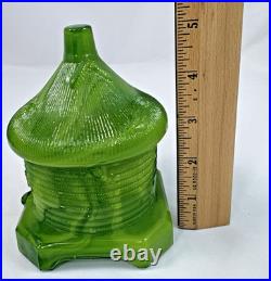 Boyd Green Slag Milk Glass Bee Hive Honey Pot Covered Dish-MARKED