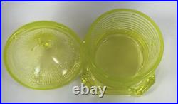Boyd Vaseline Glass Bee Hive Honey Pot Covered Dish-MARKED