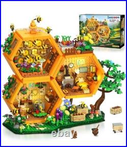 Building Block Kit 1704PCS Bee Hive House Farm Lights Treehouse Decor INSOON