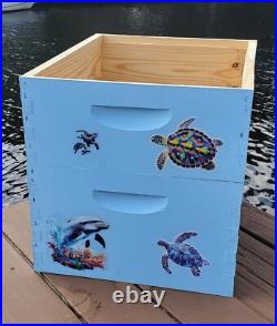 CUSTOM DECORATED BEEHIVE (Deep/Brood and Medium/honey super) OCEAN