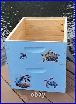 CUSTOM DECORATED BEEHIVE (Deep/Brood and Medium/honey super) OCEAN
