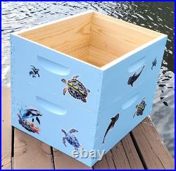 CUSTOM DECORATED BEEHIVE (Deep/Brood and Medium/honey super) OCEAN