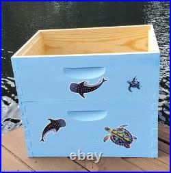 CUSTOM DECORATED BEEHIVE (Deep/Brood and Medium/honey super) OCEAN CUSTOM DECORATED BEEHIVE (Deep/Brood and Medium/honey super) OCEAN