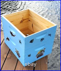 CUSTOM DECORATED BEEHIVE (Deep/Brood and Medium/honey super) OCEAN