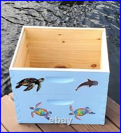 CUSTOM DECORATED BEEHIVE (Deep/Brood and Medium/honey super) OCEAN