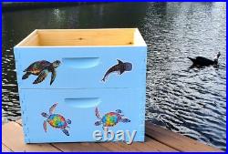 CUSTOM DECORATED BEEHIVE (Deep/Brood and Medium/honey super) OCEAN