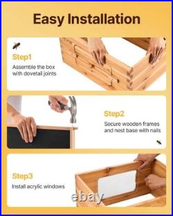 Cedar Bee Hive 20 Frames 1 Full 1 Medium Box Transparent Panel
