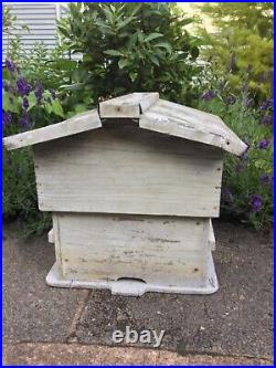 Charming Old French White Patina Wooden Beehive Lovely Garden Ornament