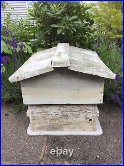 Charming Old French White Patina Wooden Beehive Lovely Garden Ornament
