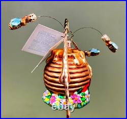 Christopher Radko 2002 May My Honey's Home Bee Hive Glass Christmas Ornament 4'