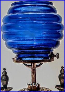 Cigar Lighter Lamp SHADE ONLY Cobalt Beehive Glass Rare, No Mold Lines, last (1)