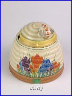 Clarice Cliff CROCUS pattern beehive preserve or honey pot. Circa late1930s