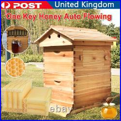 Complete Bee Hive Kit Super Wood Beekeeping House+7PC Auto Flowing Beehive Frame
