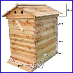 Complete Bee Hive Kit Super Wood Beekeeping House+7PC Auto Flowing Beehive Frame