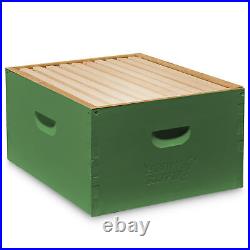 Complete Deep Hive Body Kit, Painted and Assembled Beehive with 10-Frames, Green