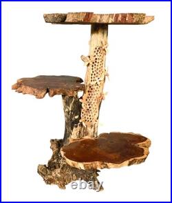 Driftwood Beehive Lamp Table, 3 Shelves, 8 Bees, 70cm