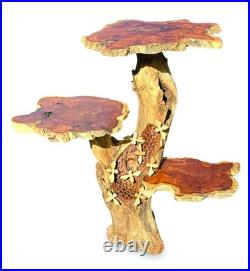 Driftwood Beehive Lamp Table, 3 Shelves, 8 Bees, 70cm
