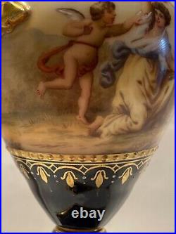Exceptional Royal Vienna Portrait Vase- Gold Cobalt Blue c 1880 Beehive Mark