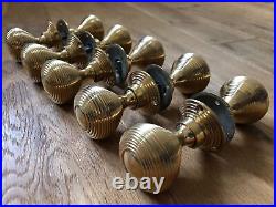 Five pairs of lovely classic solid brass Victorian style beehive door knobs A1