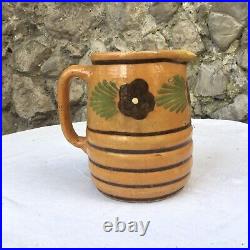 French Antique Pitcher Savoy Slipware Bee Hive Pottery Potato Glaze Water Milk