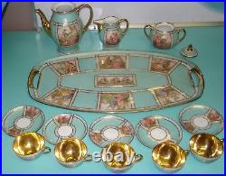 Friedrich Simon Art Deco FSC Carlsbad Beehive mark gold coffee tea cup pot tray