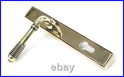 From the Anvil Reeded Slimline 92mm Door lever handle Espag Aged Brass 33039