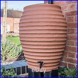 Garden Plastic Beehive Water Butt Terracotta With Stand And Diverter Kit & Lid