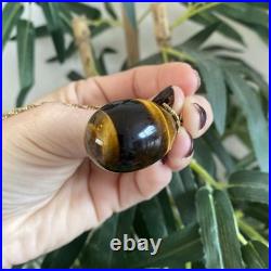 Gold Necklace Tiger's Eye 9carat Yellow Bee Hive Pendant UK Hallmarked New Box