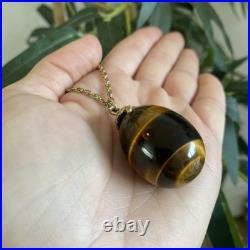 Gold Necklace Tiger's Eye 9carat Yellow Bee Hive Pendant UK Hallmarked New Box