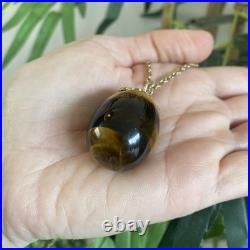 Gold Necklace Tiger's Eye 9carat Yellow Bee Hive Pendant UK Hallmarked New Box