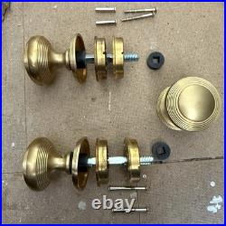 Gorgeous Satin Brass Beehive Style Door Knobs Set Of 2