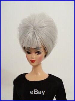 Handmade Beehive human hair Barbie Sylvain Severine size wig in silver white