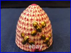 Herend Figurine Beehive Pink / Raspberry Fishnet