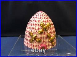 Herend Figurine Beehive Pink / Raspberry Fishnet