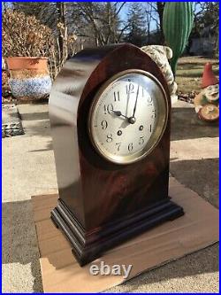 Herschede Flame Mahogany Beehive Time Strike Mantel Clock Refinished New Spring