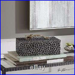 Hive 12 Decorative Storage Box Honeycomb Patterned Gold Bee Handle Uttermost