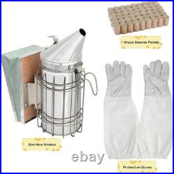 Honey Bee Hive Tools 12 Pieces Bee Hive Starter Kit with Smoker and Tools Sets